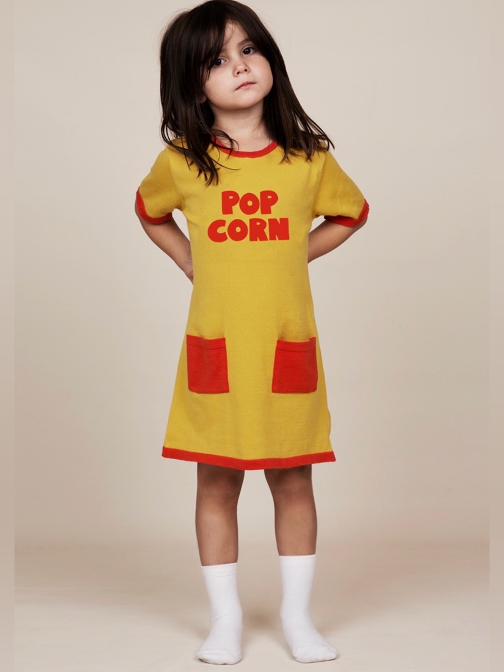 Mini Rodini Girls Yellow POP CORN Cotton Dress